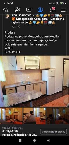 Prodaja,Podgorica,kod Ars medike,garsonjera,namjestena,25m2 