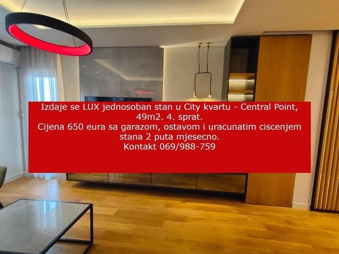 Izdaje se LUX jednosoban stan u City kvartu - Central Point,