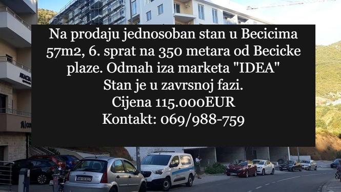 Na prodaju jednosoban stan u Becicima 57m2