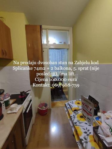 Na prodaju dvosoban stan na Zabjelu kod Splicanke 74m2 + 2 b