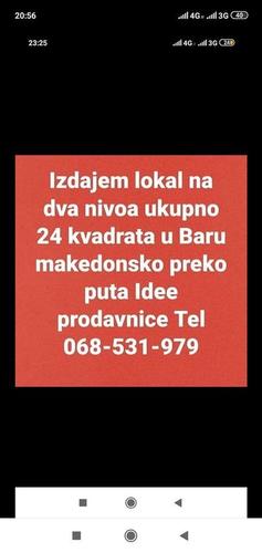 Izdajem lokal u Baru