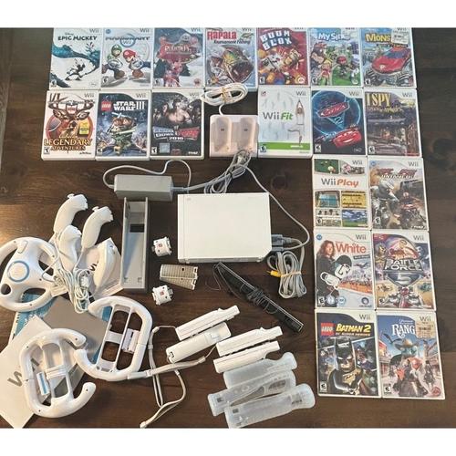 Nintendo Wii Console Bundle RVL-001 19 Games Mario Kart