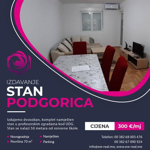 Izdajem dvosoban, namješten stan kod UDG