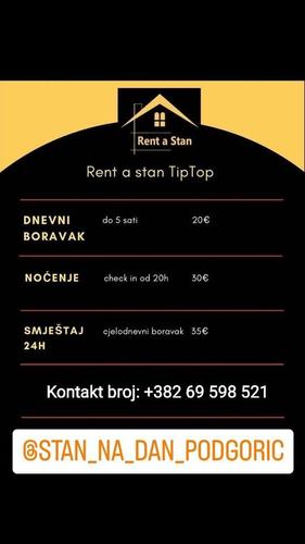 &#55356&#57119Rent a Stan&#55356&#57119
Podgirica City kvart
STAN NA DAN I DUZE
DNEV