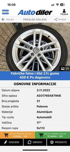 Golf Gtd 225/45/17 original