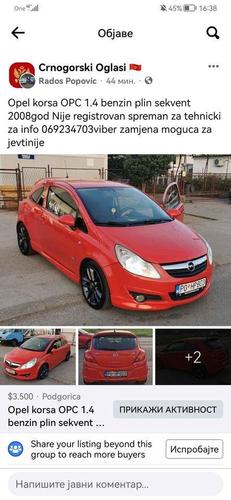 Opel korsa OPC 1.4 benzin plin sekvent 2008god