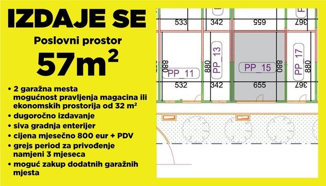 Izdavanje poslovni prostor Zabjelo