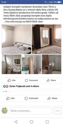 Izdajem dvosoban opremljen stan