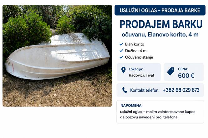 Barka Elan 4 m – Očuvana – 600 €