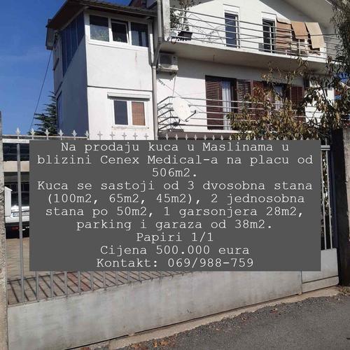 Na prodaju kuca u Maslinama u blizini Cenex Medical-a