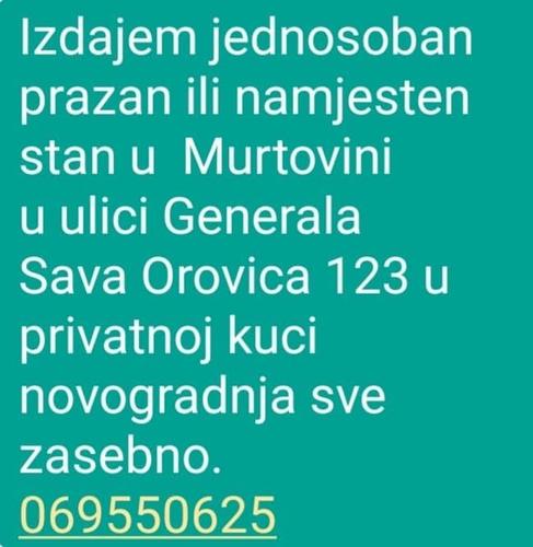 Izdajem jednosoban stan murtovina