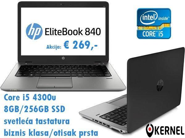 HPHP EliteBook 840 core i5, 8GB ra, SSD 256GB, aluminijum, u