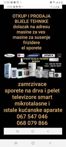 OTKUP I PRODAJA BIJELE TEHNIKE I NAMJEŠTAJA ,dolazak na adre