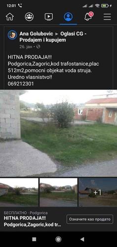 Prodaja,Podgorica,Zagitic,kod Trafostanice,plac 512m2