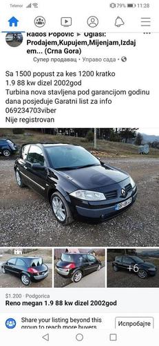 Reno megan 1.9 88 kw dizel 2002god