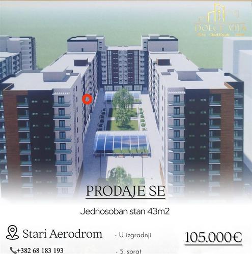 Na prodaju jednosoban stan 43m2, Dadi Plaza, Stari Aerodrom