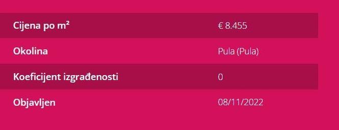 Zemljište na prodaju Pula (Pula) 22m2